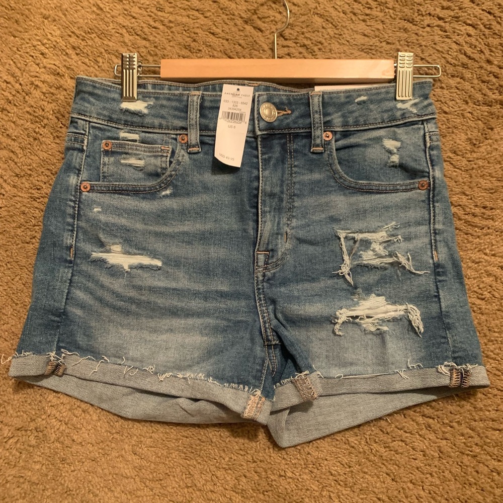 American eagle high rise shortie super stretch jean short